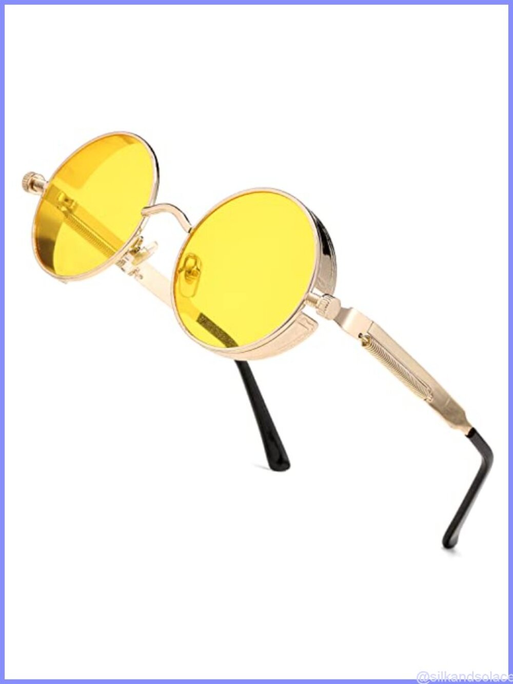 Round Steampunk Sunglasses Full Metal Frame UV400 Retro Gothic